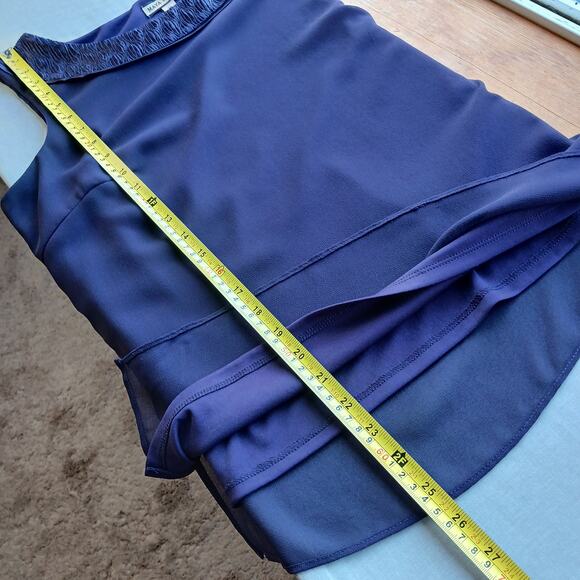 Maya Brooke Dark Purple Sleeveless Blouse size 14 lined sheer mesh layered tank - Picture 11 of 11